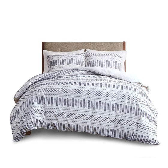 Rhea Cotton Jacquard Comforter Mini Set (Off White/Navy)