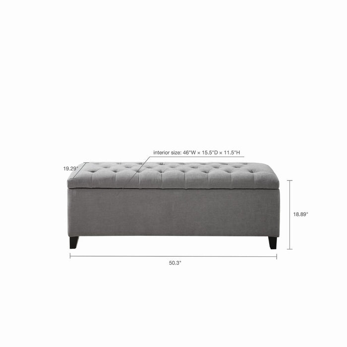 Shandra Grey Tufted Top Storage Bench