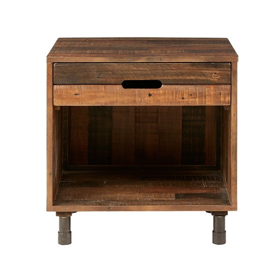 Renu Solid Light Brown Wood Nightstand