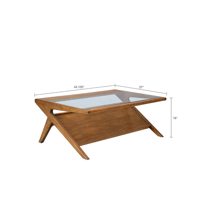 Rocket Pecan Glass Coffee Table