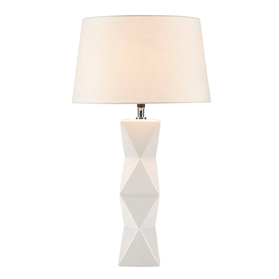 Kenlyn Geometric Ceramic Table Lamp (White)