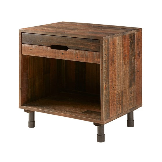 Renu Solid Light Brown Wood Nightstand
