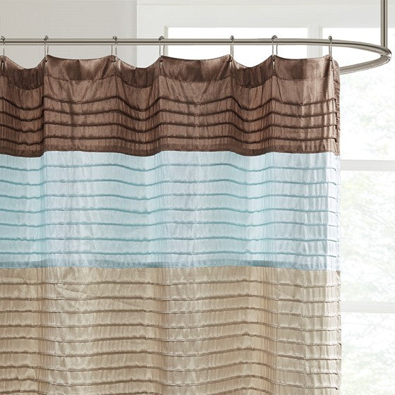 Amherst Faux Silk Shower Curtain (Blue)