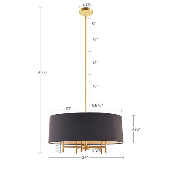 Presidio 5-Light Drum Shade Chandelier (Black & Gold ETA 07/05/2023)