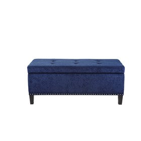 Shandra II Tufted Top Blue Storage Bench
