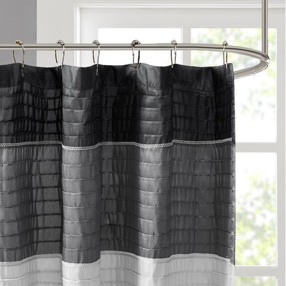 Amherst Faux Silk Shower Curtain (Black)