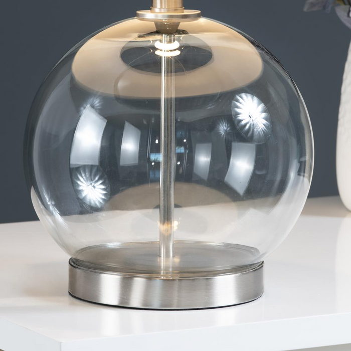 20.5" Glass + Metal Grey Lamp
