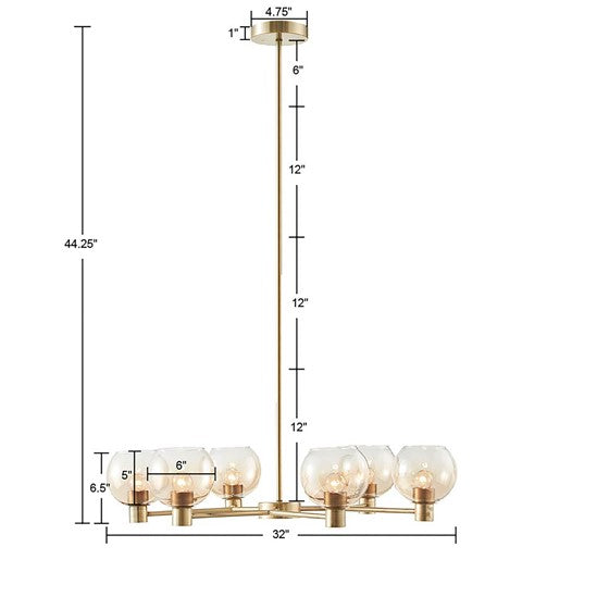 Blaire 6-light Ombre Glass Globe Chandelier