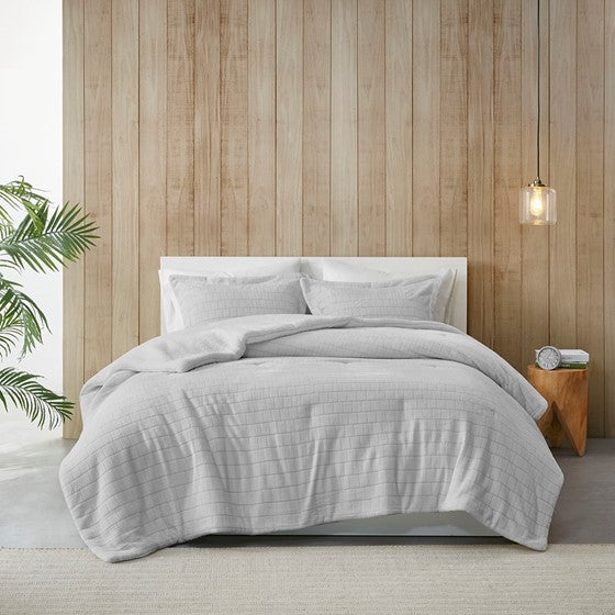 Laurie Plush to Sherpa Comforter Set (Grey)
