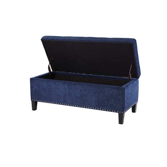 Shandra II Tufted Top Blue Storage Bench