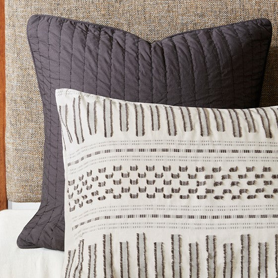 Rhea Cotton Jacquard Comforter Mini Set (Ivory/Charcoal)