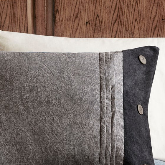 Boone 7 Piece Faux Suede Comforter Set (Grey)