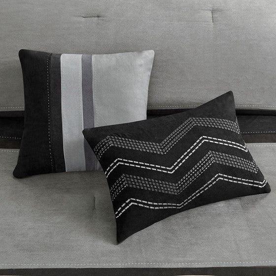 Palisades 7 Piece Faux Suede Comforter Set (Black)