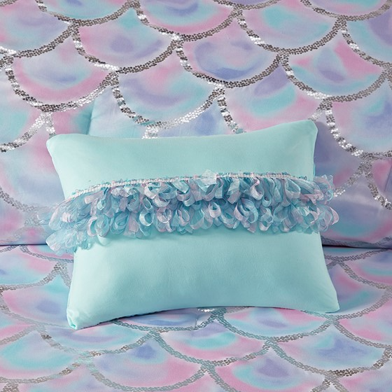 Pearl Metallic Printed Reversible Comforter Set (Aqua/Purple)