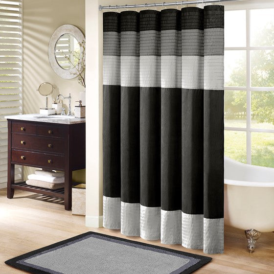 Amherst Faux Silk Shower Curtain (Black)