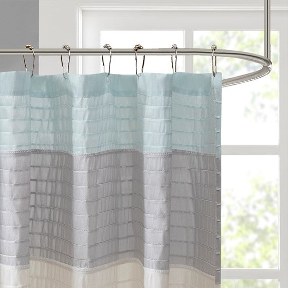 Amherst Faux Silk Shower Curtain (Aqua)
