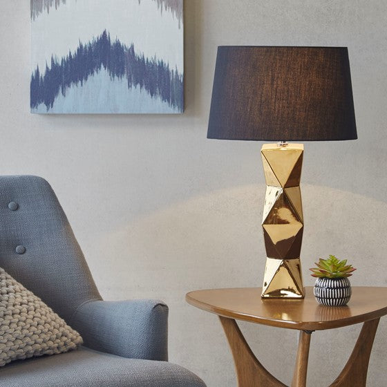Kenlyn Geometric Ceramic Table Lamp (Gold)