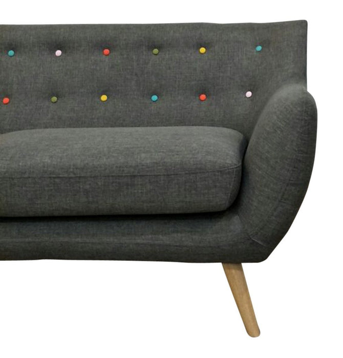 Ebba 3-Seater Sofa - Grey (with multicolor buttons)