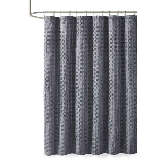 Metro Woven Clipped Solid Shower Curtain (Gray)