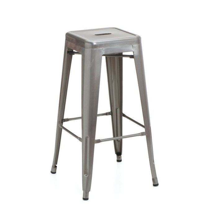 Tolix Style Bar Stool 76cm - Brushed Transparent - Reproduction