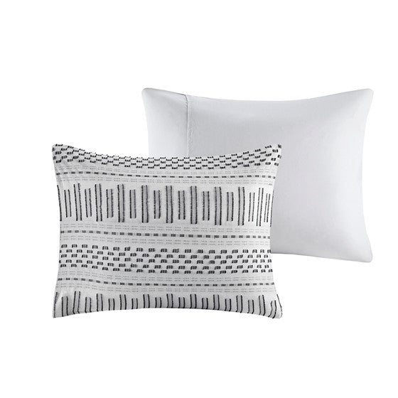 Rhea Cotton Jacquard Comforter Mini Set (Grey/Black)