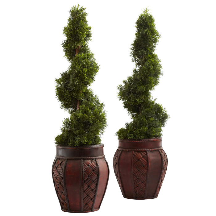 Cedar Spiral w/Decorative Planter