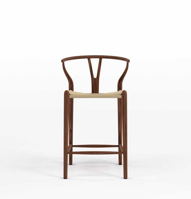 Wishbone CH24 Y Chair Counter Stool - Walnut & Natural Cord - Reproduction