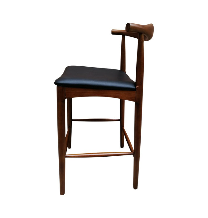 CH20 Elbow Counter Stool - Walnut & Black Seat - Reproduction