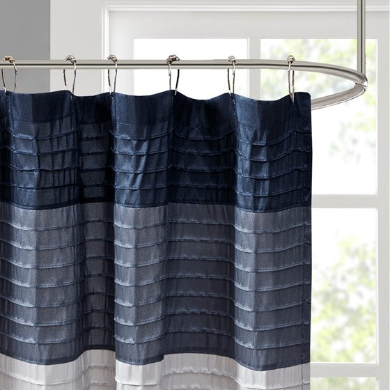 Amherst Faux Silk Shower Curtain (Navy)