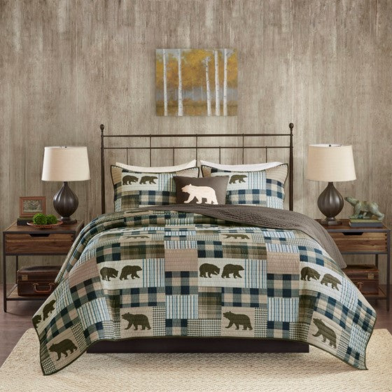 Twin Falls Bear Oversized 4 Piece Quilt Set