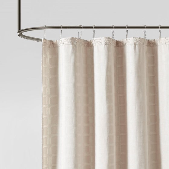 Metro Woven Clipped Solid Shower Curtain (Sand)
