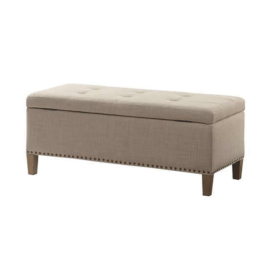 Shandra II Tufted Top Light Taupe Storage Bench