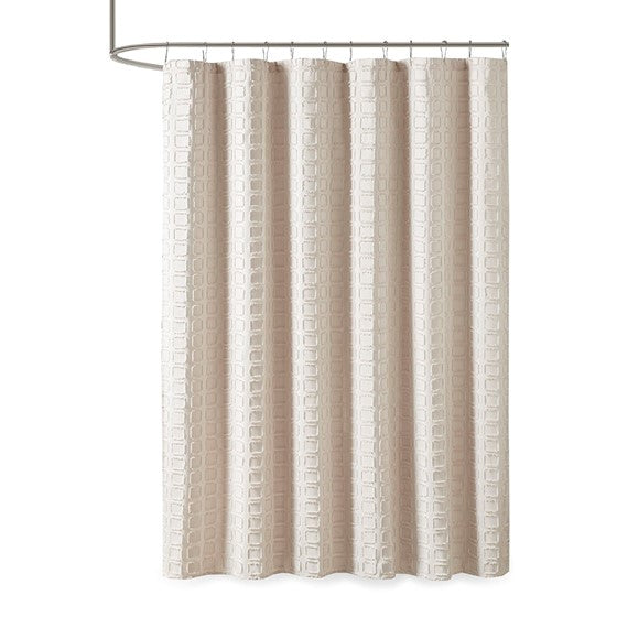 Metro Woven Clipped Solid Shower Curtain (Sand)