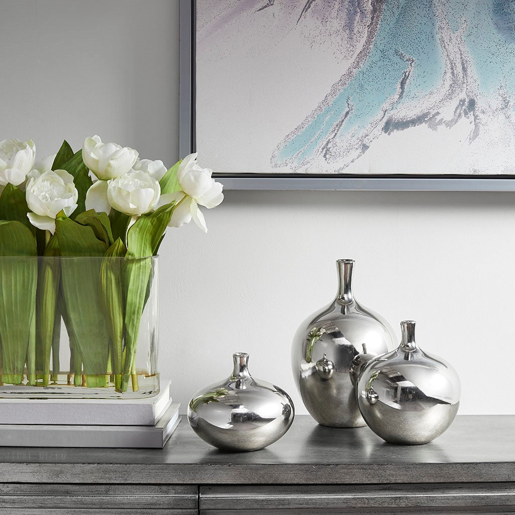 花瓶・フラワースタンド Silver Plated Set of 3 Connecting Vase 6439e75656656976f19f5e4036c6a1