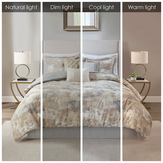Beacon 7 Piece Textured Cotton Blend Comforter Set