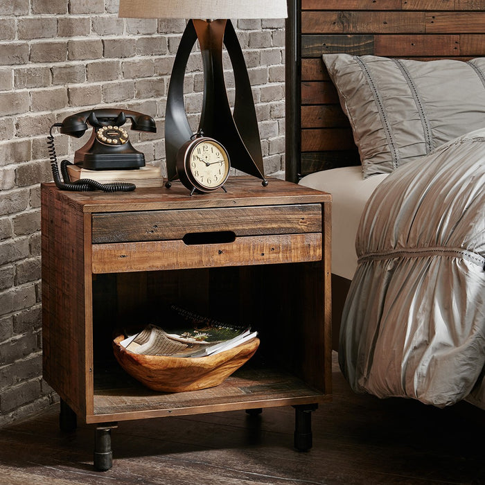 Renu Solid Light Brown Wood Nightstand