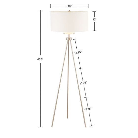 Pacific Metal Tripod Floor Lamp with Glass Shade (Silver)