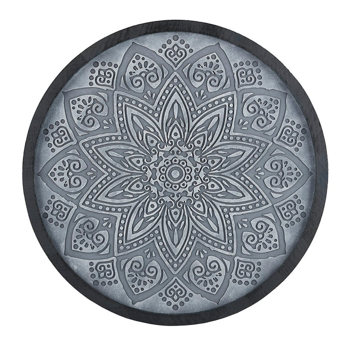 Grey Medallion Grey Carved Wall Panel