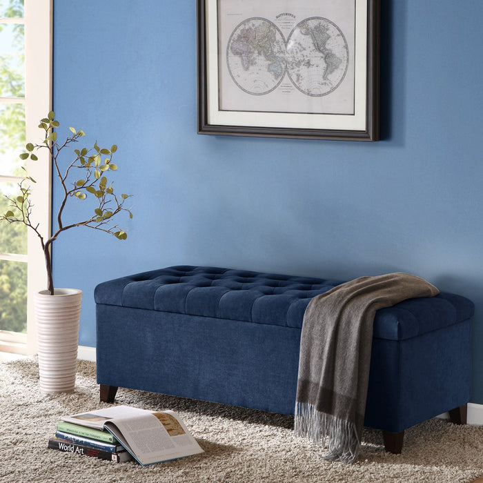 Shandra Grey Tufted Top Storage Bench