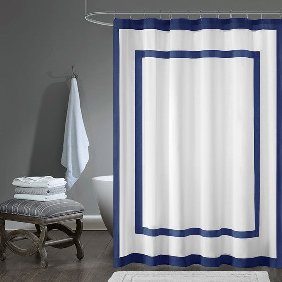 Greyson Cotton Shower Curtain (Navy)