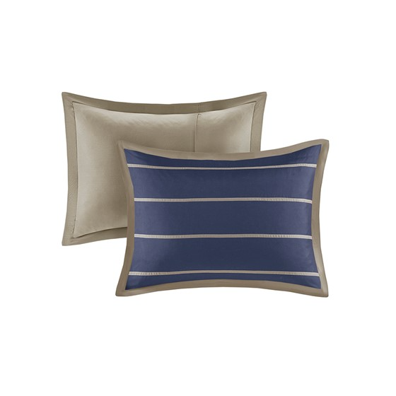 Ashton Comforter Set (Khaki/Navy)