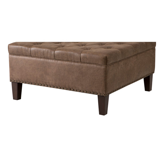 Lindsey Tufted Square Brown Cocktail Ottoman
