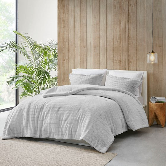 Laurie Plush to Sherpa Comforter Set (Grey)