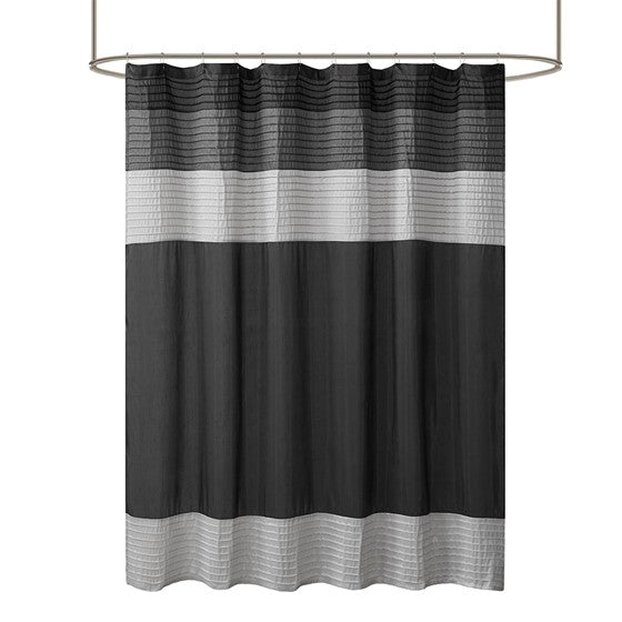 Amherst Faux Silk Shower Curtain (Black)