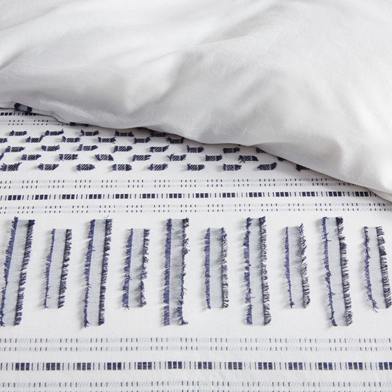 Rhea Cotton Jacquard Comforter Mini Set (Off White/Navy)