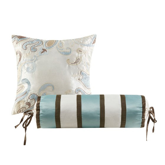 Aubrey 5 Piece Reversible Jacquard Bedspread Set (Blue/Brown)