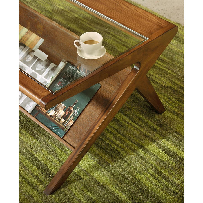 Rocket Pecan Glass Coffee Table