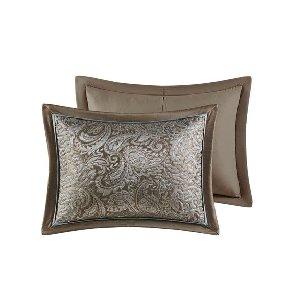 Aubrey 5 Piece Reversible Jacquard Bedspread Set (Blue/Brown)