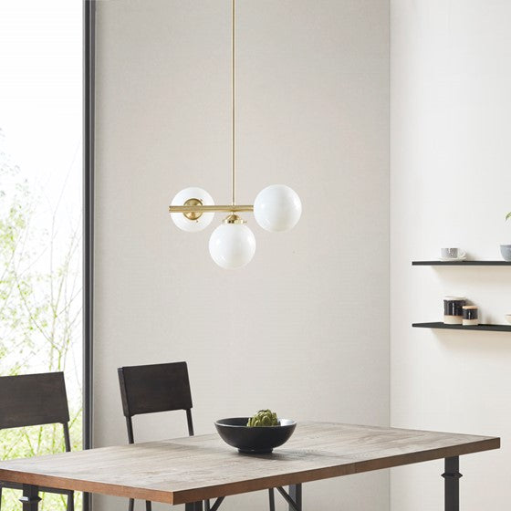 Aurelia 3-Light Chandelier with Frosted Glass Globe Bulbs