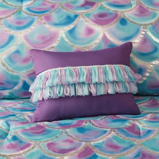 Pearl Metallic Printed Reversible Comforter Set (Teal/Purple)
